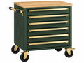 Gereedschapswagen 77 x 46 x 91 cm staal groen met houten werkblad en 6 laden