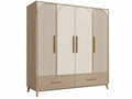 Kledingkast 160 x 60 x 200 cm plaatmateriaal beige eikenkleurig - 4 deuren 2 laden moderne opbergkast