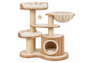 Krabpaal 70 x 60 x 140 cm hout beige met sisal en zachte ligplaatsen