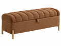 Opbergbank 120 x 45 x 48 cm bruine teddystof met metalen poten - gestoffeerde zitbank met opbergruimte