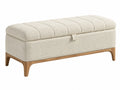 Opbergbank 110 x 45 x 48 cm bouclé stof crème met houten poten