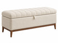 Opbergbank 120 x 45 x 50 cm crème bouclé stof en hout - gestoffeerde zitbank met opbergruimte