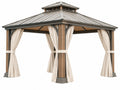 Paviljoen 300 x 300 x 300 cm met metalen frame beige antraciet - overkapping voor tuin
