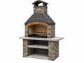 Buitenbarbecue 140 x 70 x 220 cm van steen en staal - houtskoolgrill met schoorsteen
