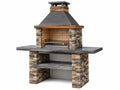 Buitenbarbecue 160 x 90 x 230 cm steen en metaal grijs/bruin landelijke houtskoolgrill
