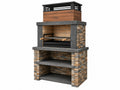 Buitenbarbecue 120 x 70 x 240 cm steen beton staal bruin antraciet - vaste houtskoolgrill met opbergnissen